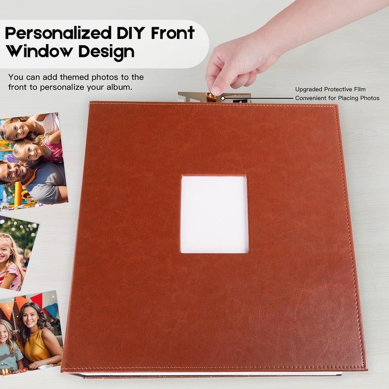 Aevdor 1000 Pockets Photo Album 4x6, Extra Large Capacity Leather Cover Wedding Family Picture Book Holds 1000 Horizontal and Vertical Picture, Acid-free Pages 4x6 Photo Album with Front Window, Brown - Image 4